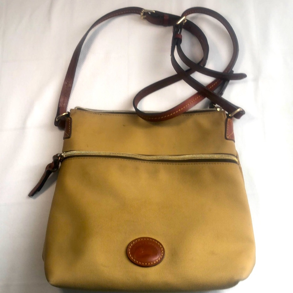 Dooney & Bourke Khaki Tan Nylon Collection Adjustable Shoulder Crossbody Bag - Picture 1 of 16